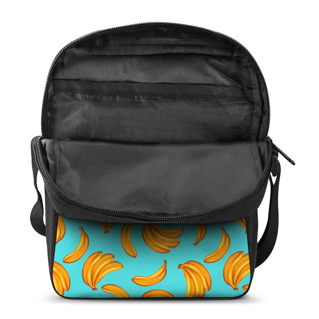 Blue Banana Pattern Print Rectangular Crossbody Bag