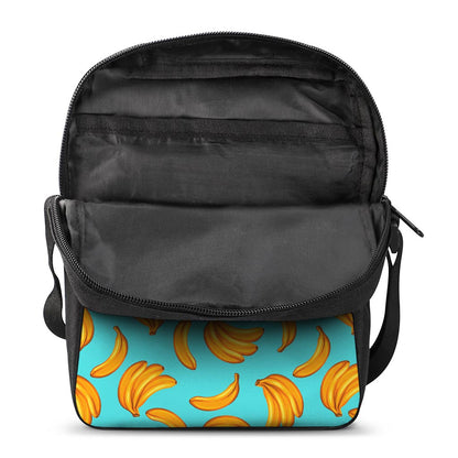 Blue Banana Pattern Print Rectangular Crossbody Bag