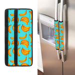 Blue Banana Pattern Print Refrigerator Handle Covers