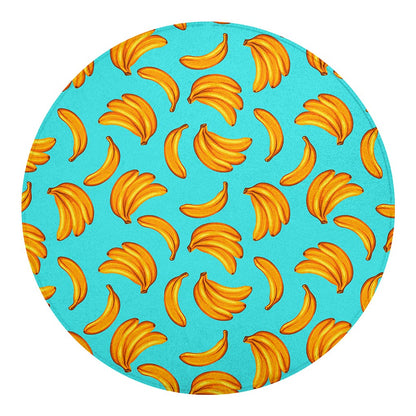 Blue Banana Pattern Print Round Blanket