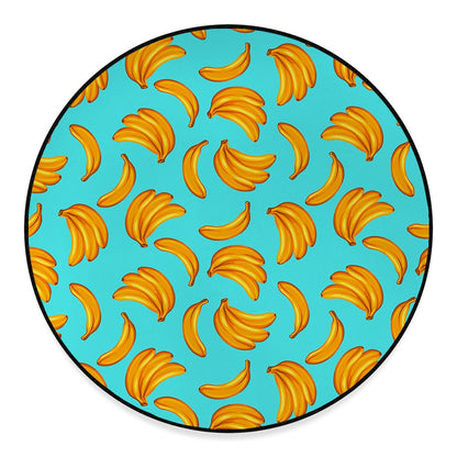 Blue Banana Pattern Print Round Floor Mat