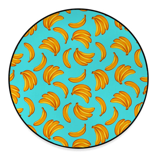 Blue Banana Pattern Print Round Floor Mat