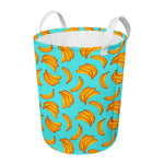 Blue Banana Pattern Print Round Laundry Basket