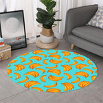 Blue Banana Pattern Print Round Rug
