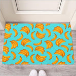 Blue Banana Pattern Print Rubber Doormat