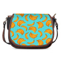 Blue Banana Pattern Print Saddle Bag