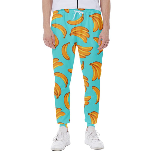 Blue Banana Pattern Print Scuba Joggers