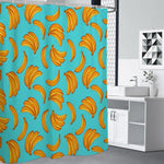 Blue Banana Pattern Print Shower Curtain