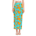 Blue Banana Pattern Print Side Slit Maxi Skirt