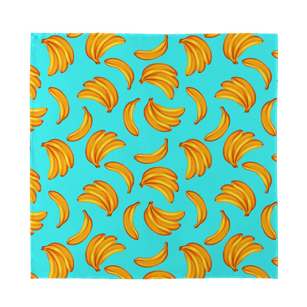 Blue Banana Pattern Print Silk Bandana