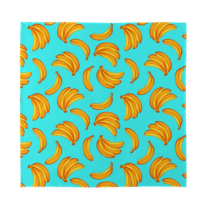 Blue Banana Pattern Print Silk Bandana