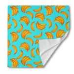 Blue Banana Pattern Print Silk Bandana