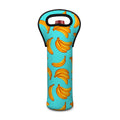 Blue Banana Pattern Print Single Neoprene Wine Tote