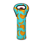 Blue Banana Pattern Print Single Neoprene Wine Tote
