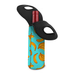 Blue Banana Pattern Print Single Neoprene Wine Tote