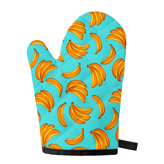 Blue Banana Pattern Print Single Oven Mitt