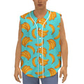 Blue Banana Pattern Print Sleeveless Baseball Jersey