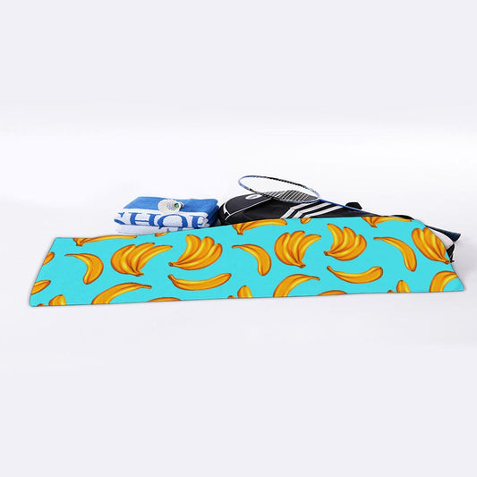 Blue Banana Pattern Print Sports Towel