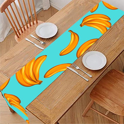 Blue Banana Pattern Print Table Runner
