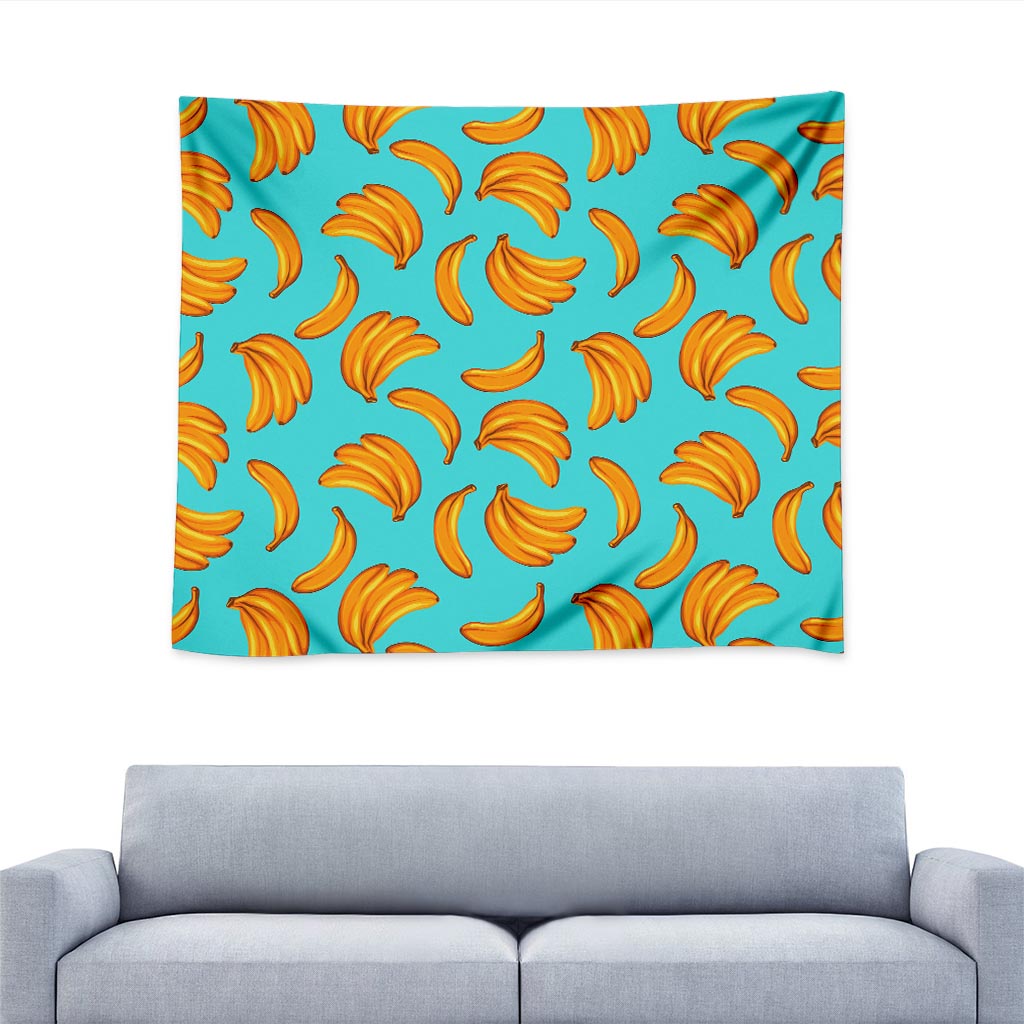 Blue Banana Pattern Print Tapestry