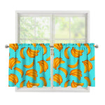 Blue Banana Pattern Print Tier Curtains