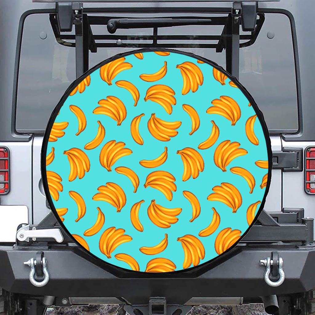 Blue Banana Pattern Print Tire Cover
