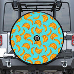 Blue Banana Pattern Print Tire Cover With Camera Hole