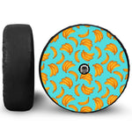 Blue Banana Pattern Print Tire Cover With Camera Hole
