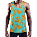 Blue Banana Pattern Print Men's Workout Tank Top