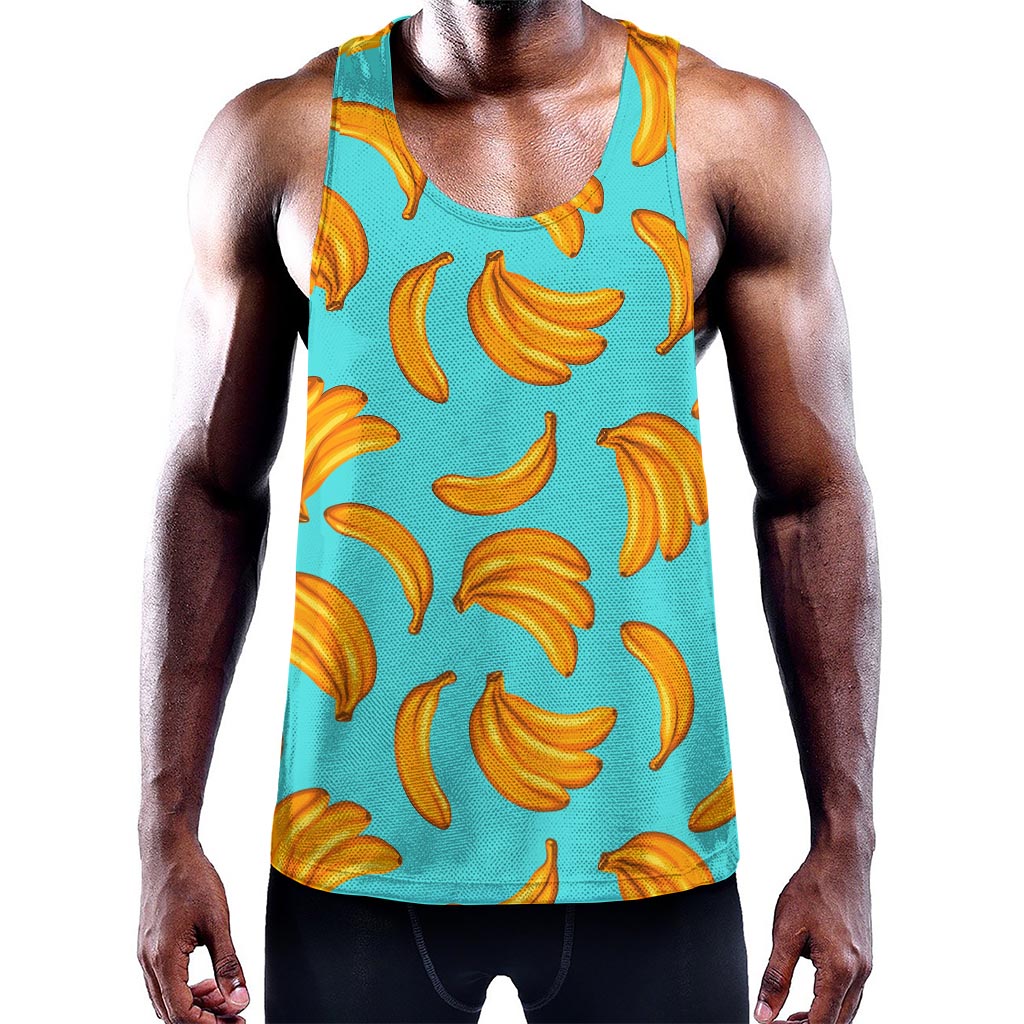 Blue Banana Pattern Print Training Tank Top
