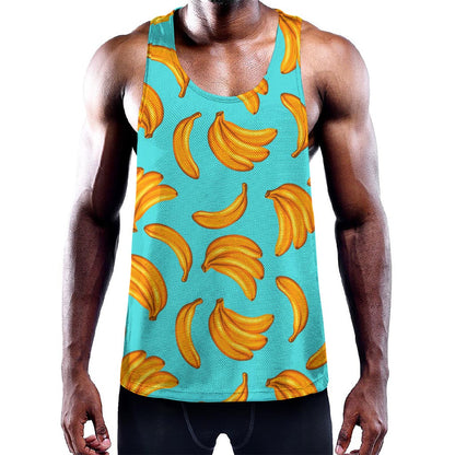 Blue Banana Pattern Print Training Tank Top