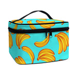 Blue Banana Pattern Print Travel Makeup Bag