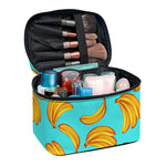 Blue Banana Pattern Print Travel Makeup Bag