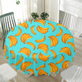 Blue Banana Pattern Print Waterproof Round Tablecloth
