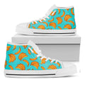 Blue Banana Pattern Print White High Top Sneakers