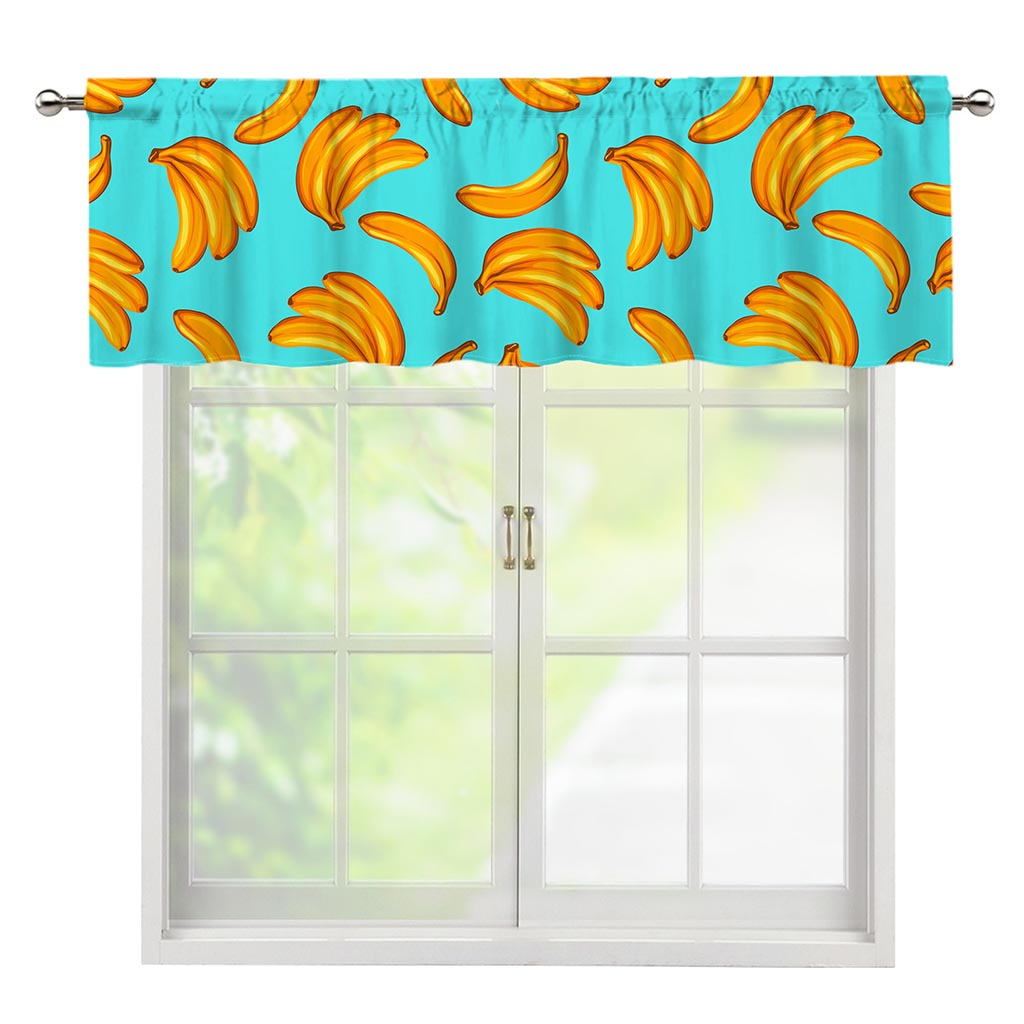Blue Banana Pattern Print Window Valance
