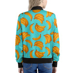Blue Banana Pattern Print Women's Bomber Jacket