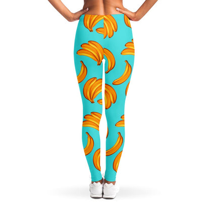 Blue Banana Pattern Print Women's Leggings