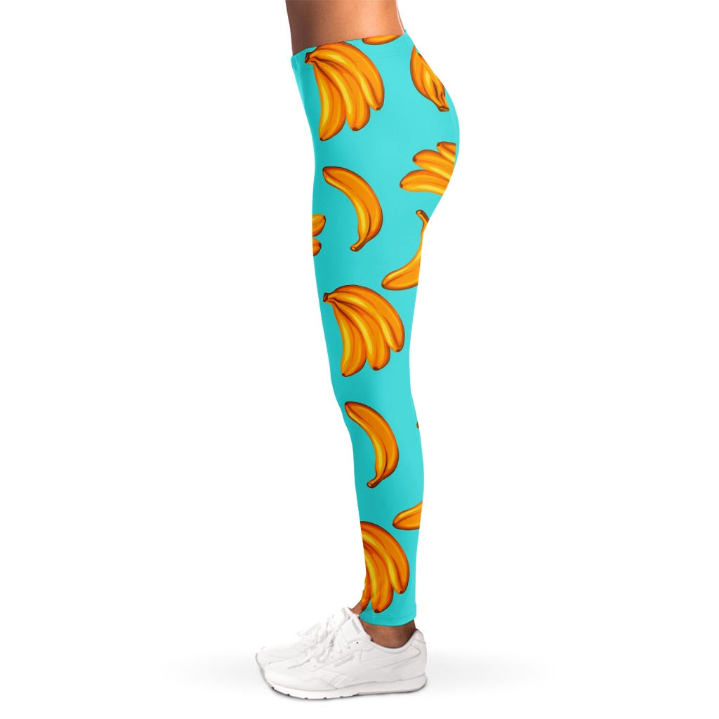 Blue Banana Pattern Print Women's Leggings