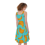Blue Banana Pattern Print Women's Sleeveless Dress