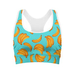 Blue Banana Pattern Print Women's Sports Bra