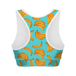 Blue Banana Pattern Print Women's Sports Bra