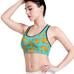 Blue Banana Pattern Print Women's Sports Bra