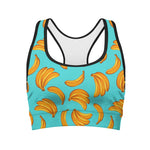 Blue Banana Pattern Print Women's Sports Bra