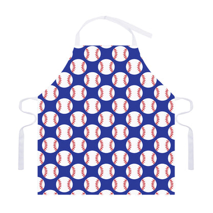 Blue Baseball Pattern Print Adjustable Apron