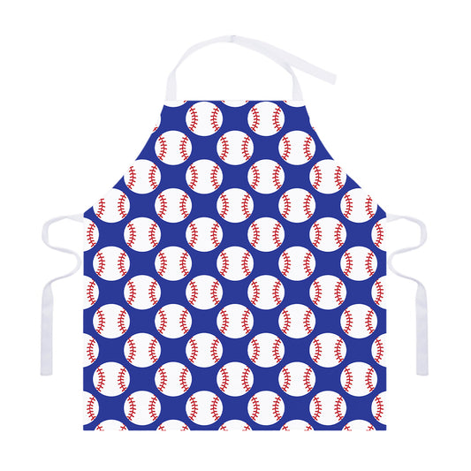 Blue Baseball Pattern Print Adjustable Apron