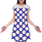 Blue Baseball Pattern Print Adjustable Apron