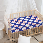 Blue Baseball Pattern Print Baby Crib Sheet