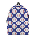 Blue Baseball Pattern Print School Backpack