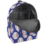 Blue Baseball Pattern Print Backpack